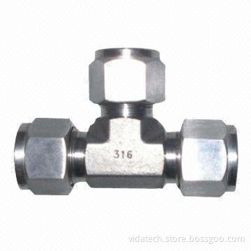 Three-way stainless steel pipe fittings, available in various sizes, screw thread and materials